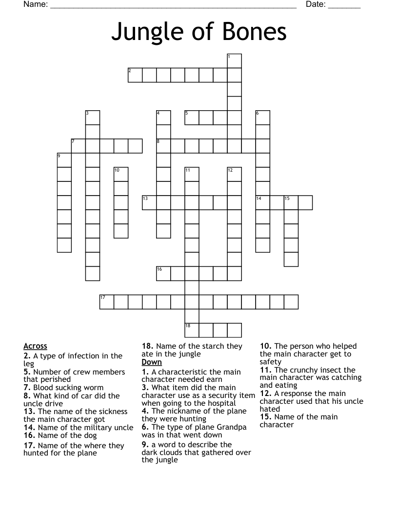 Jungle of Bones Crossword
