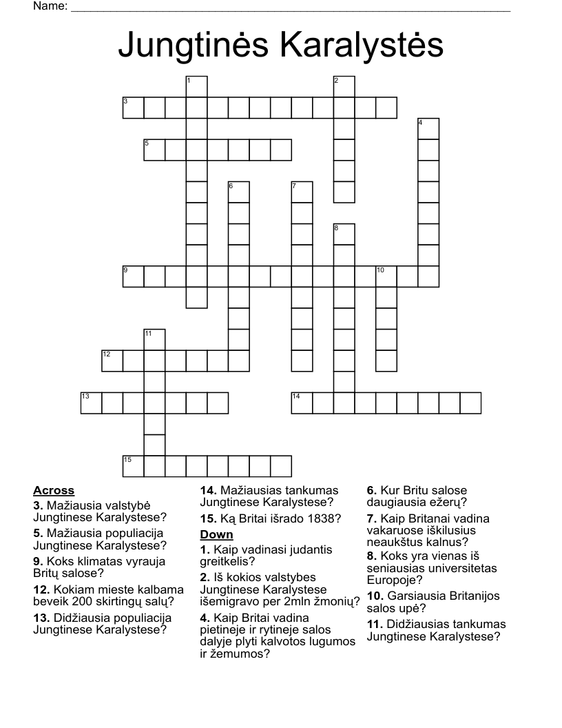 Jungtinės Karalystės Crossword
