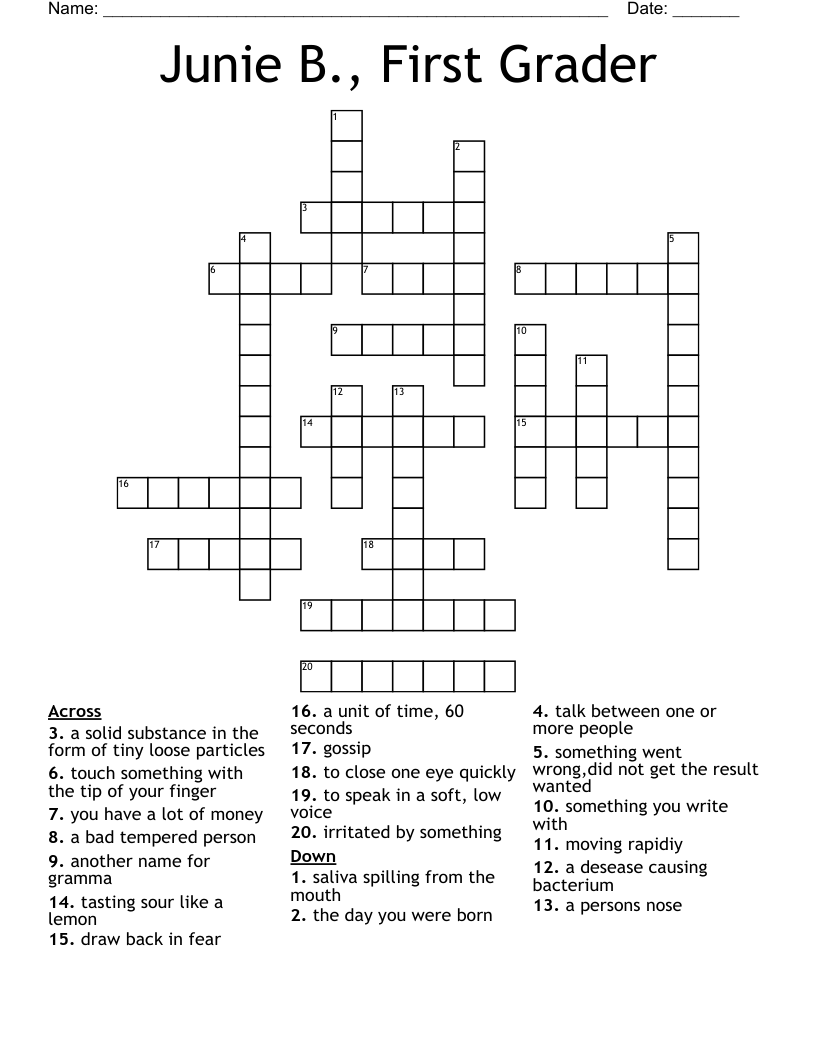 Junie B., First Grader  Crossword