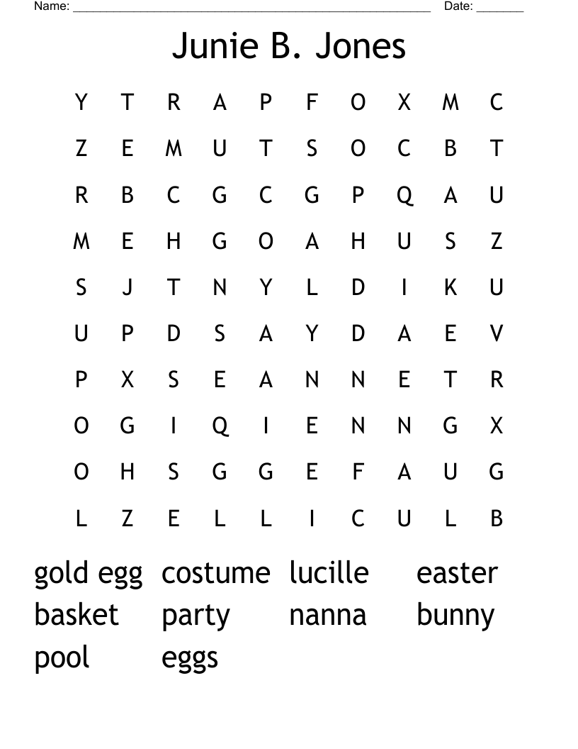Junie B. Jones  Word Search