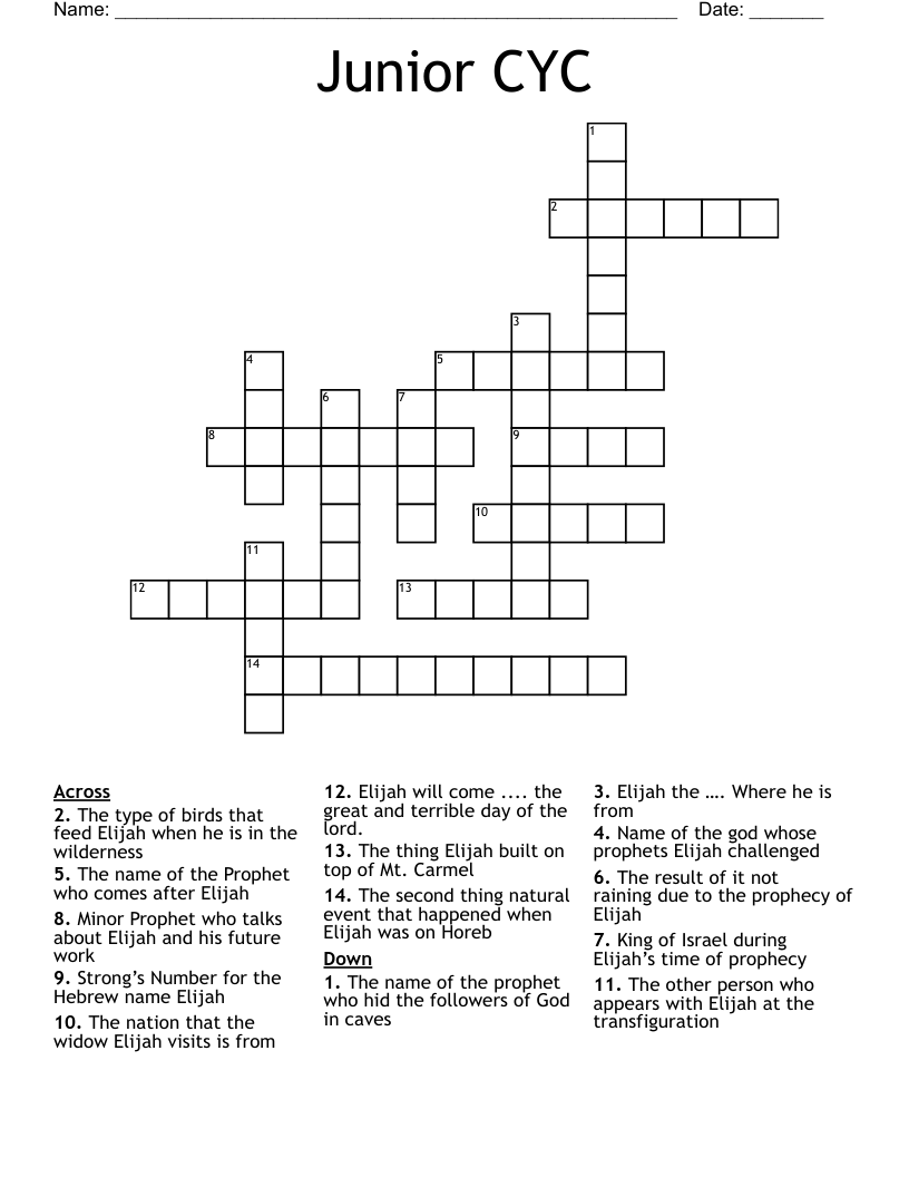 Junior CYC Crossword