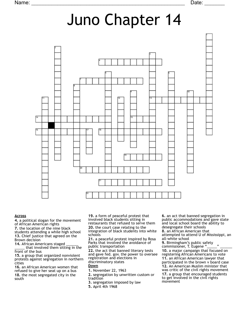 Juno Chapter 14 Crossword
