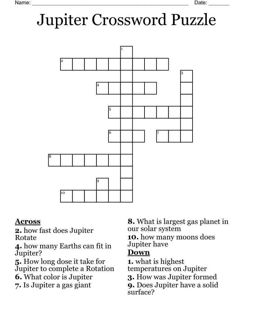 Jupiter Crossword Puzzle