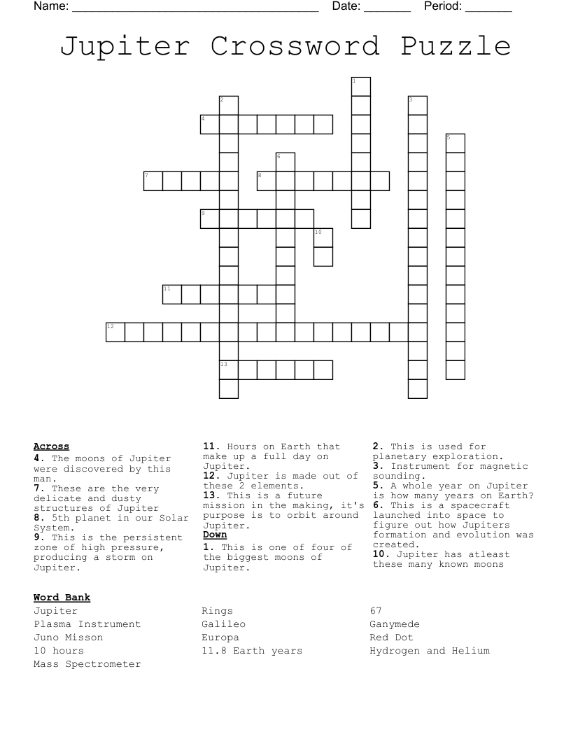 Jupiter Crossword Puzzle