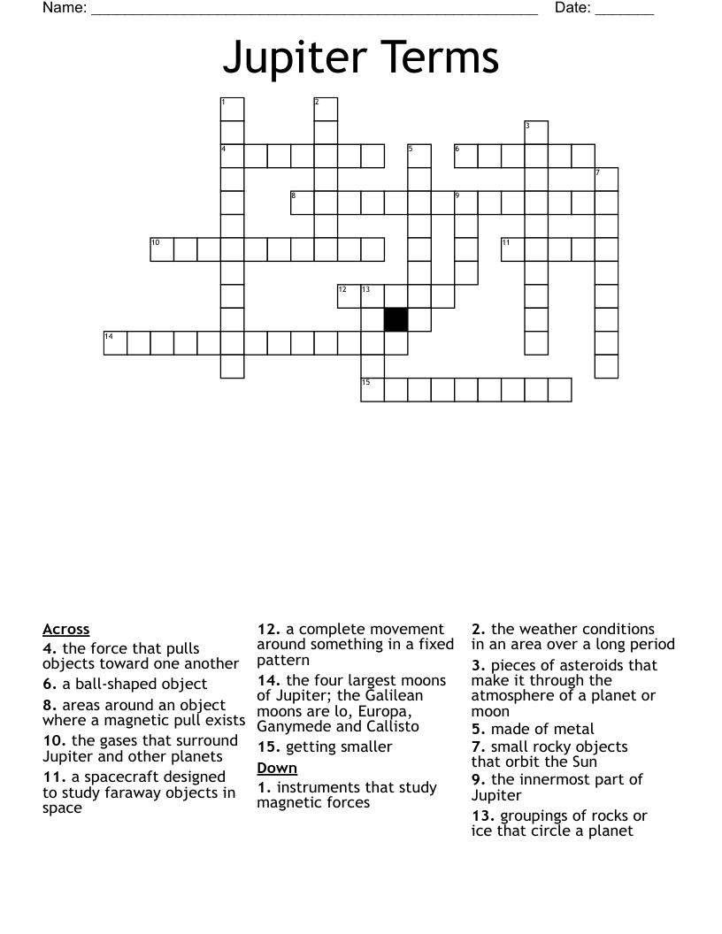 Jupiter Terms Crossword