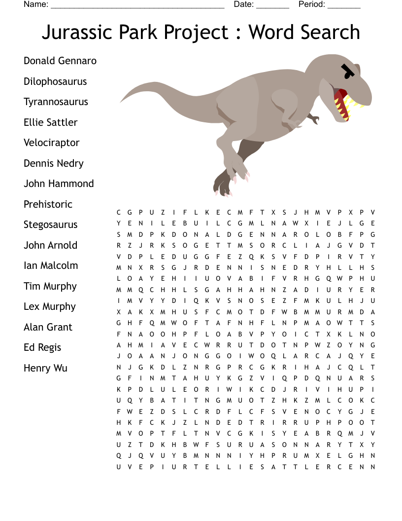 Jurassic Park Project : Word Search