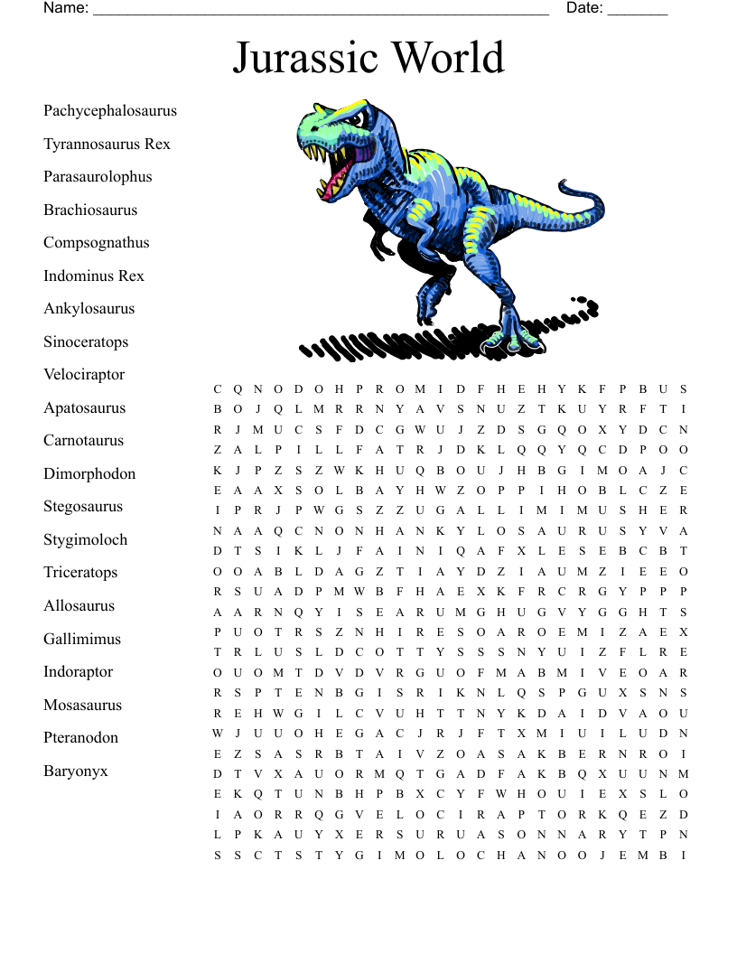 Jurassic World Word Search