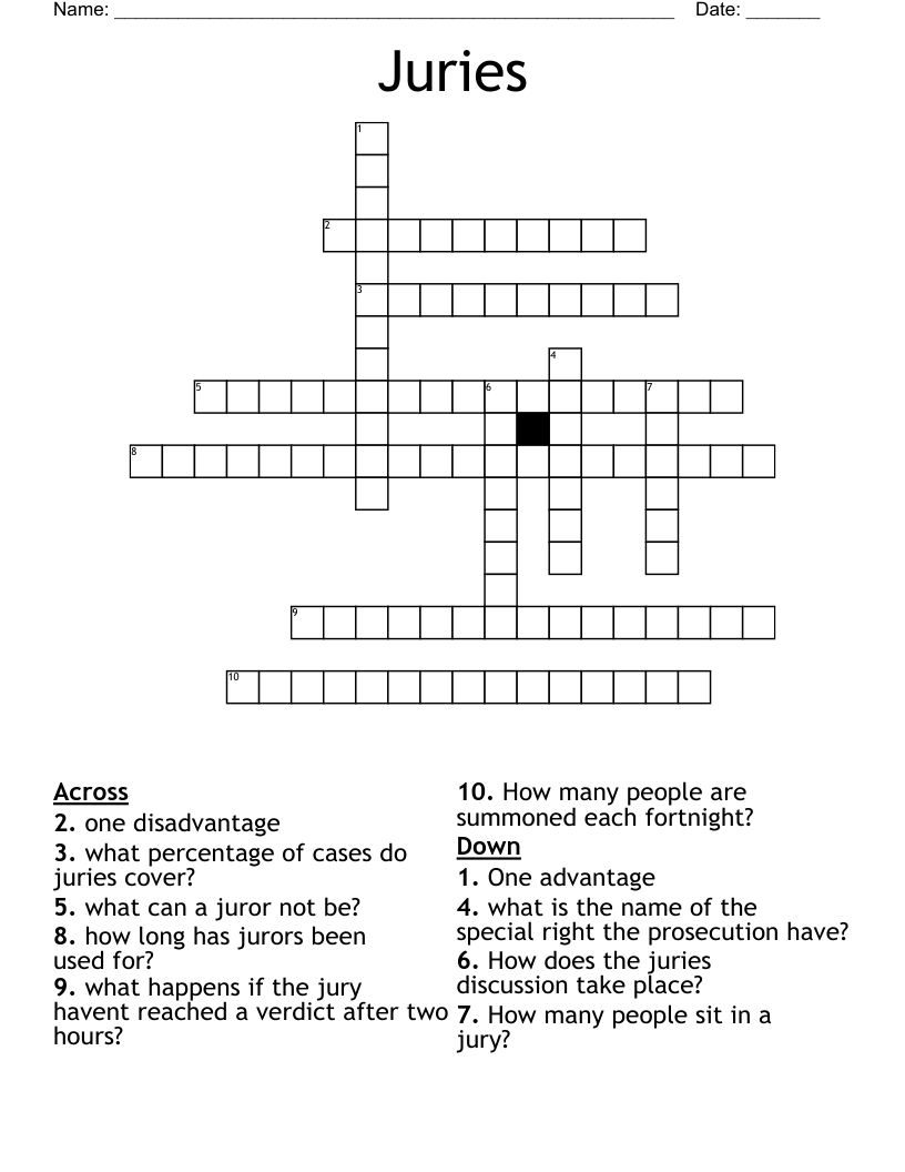 Juries Crossword