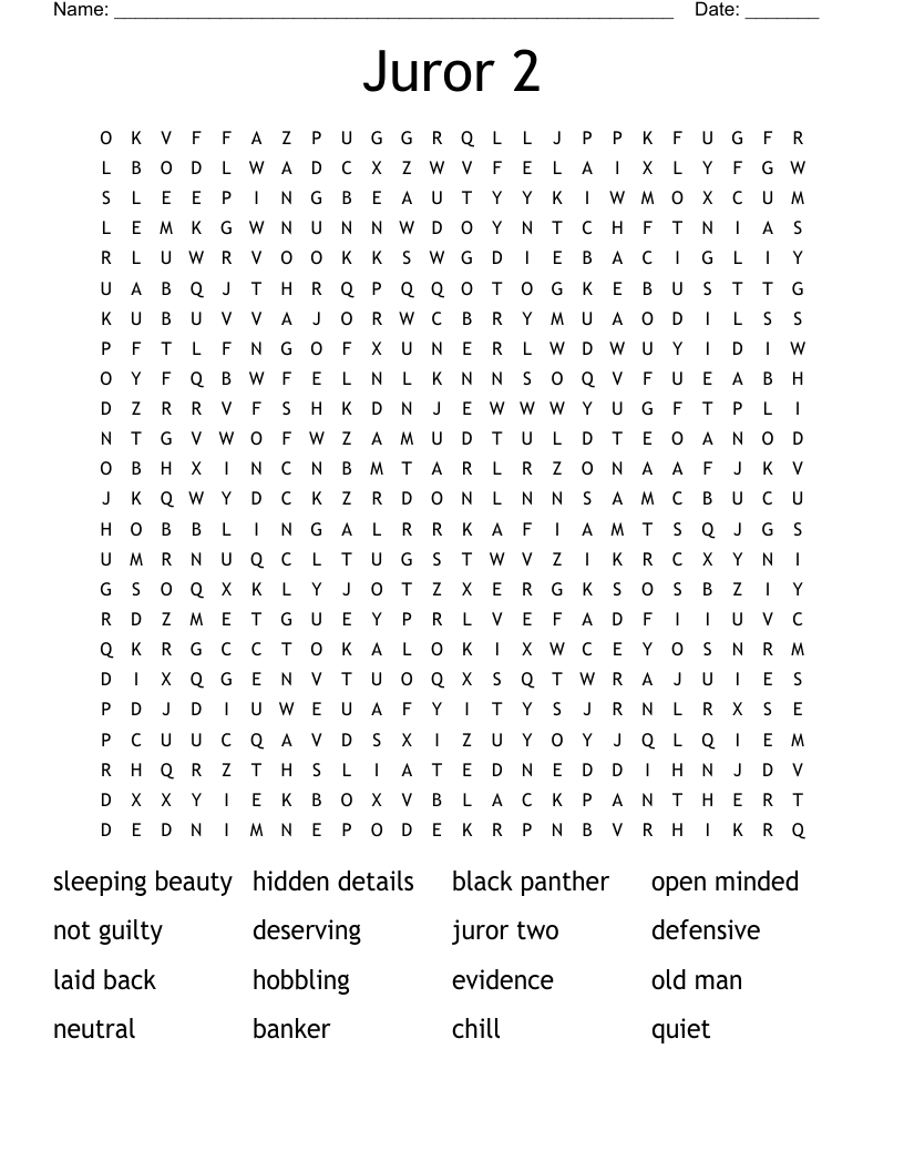 Juror 2 Word Search