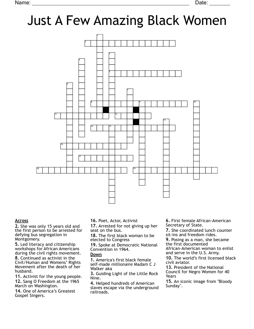 Just A Few Amazing Black Women Crossword