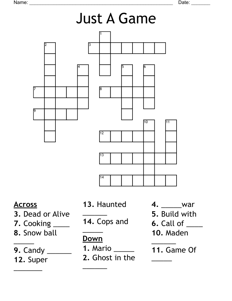 Just A Game Crossword