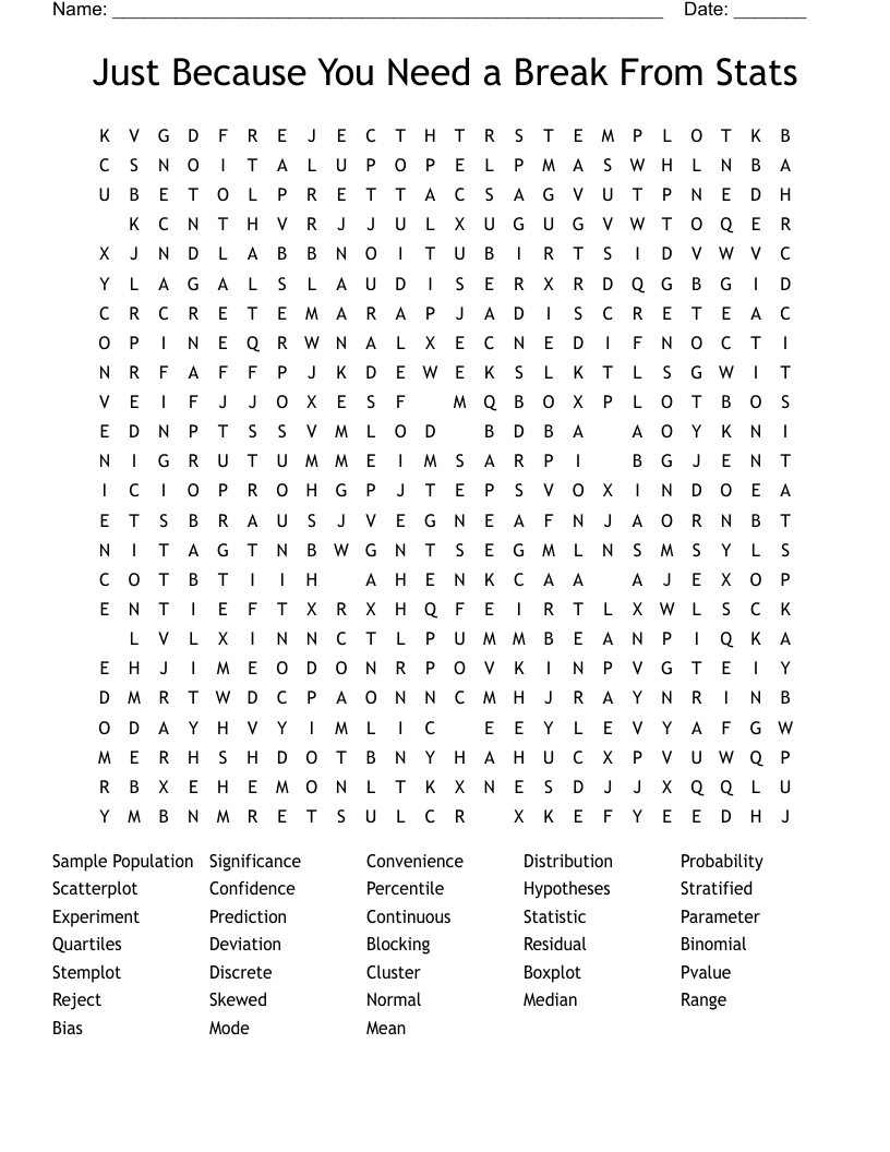 Just Because You Need a Break From Stats Word Search