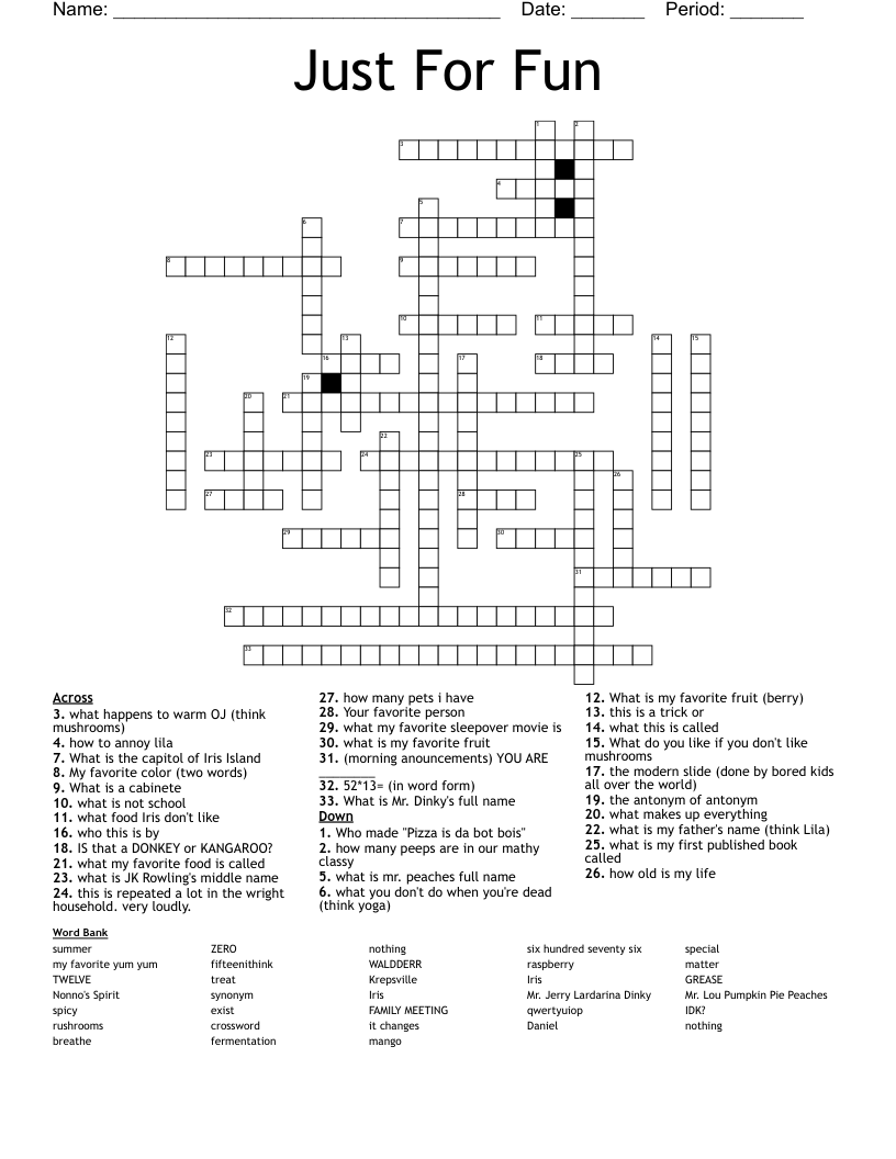Just For Fun Crossword