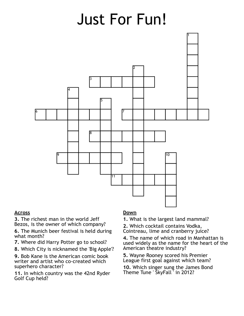Just For Fun! Crossword
