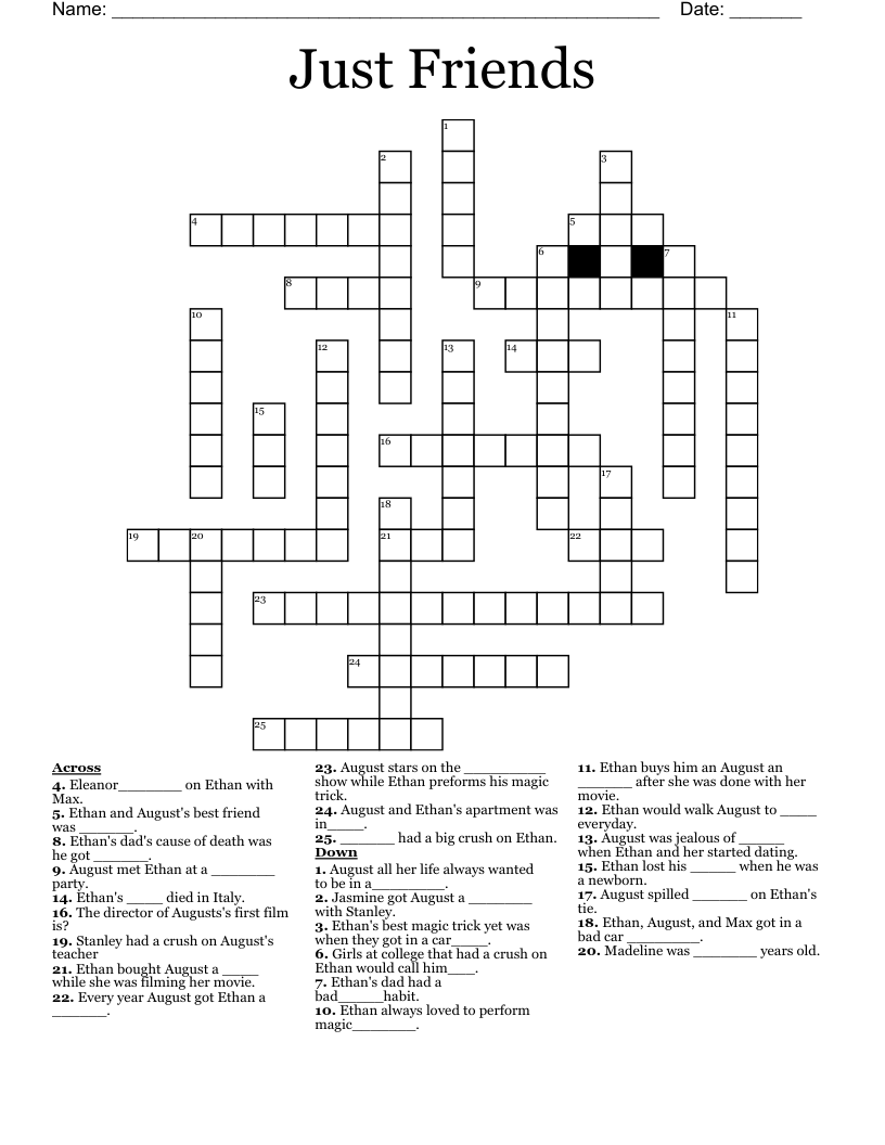 Just Friends Crossword