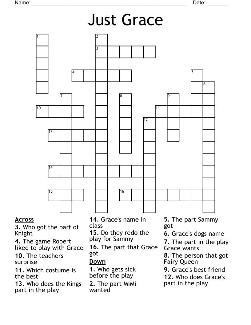 Just Grace Crossword
