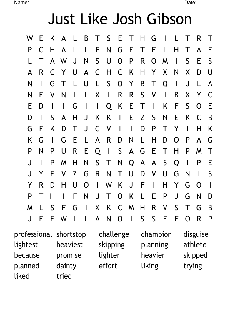 Just Like Josh Gibson Word Search