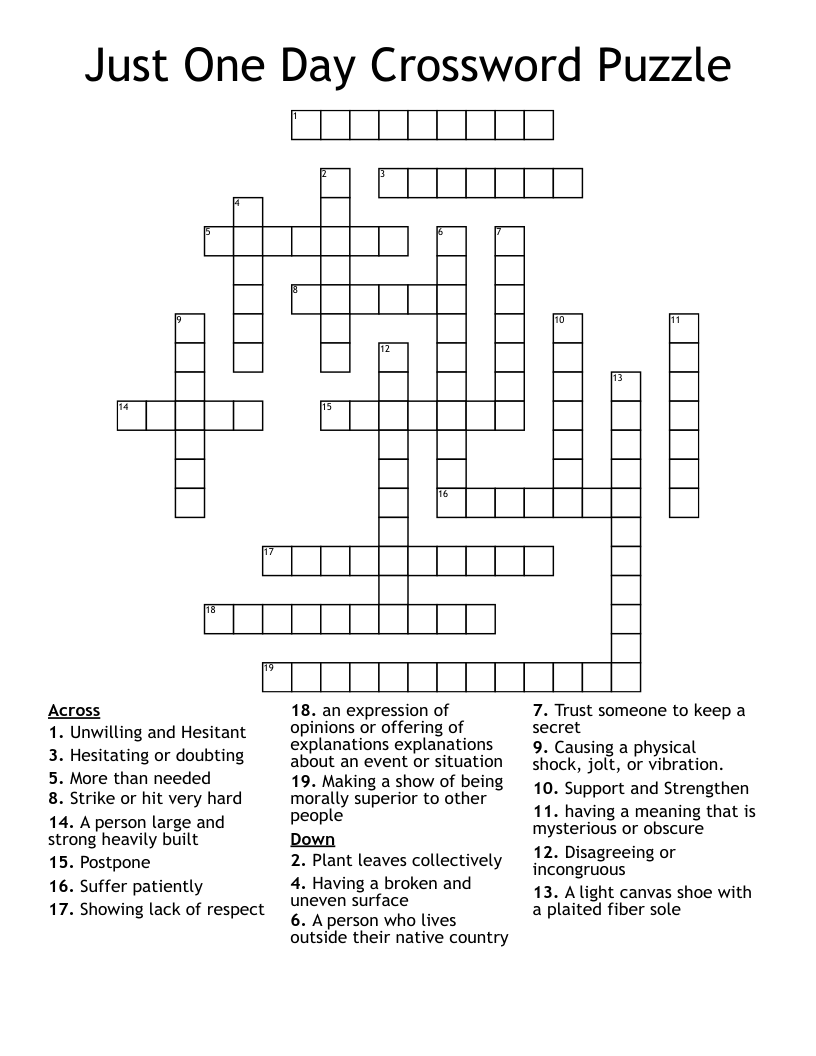 Just One Day Crossword Puzzle