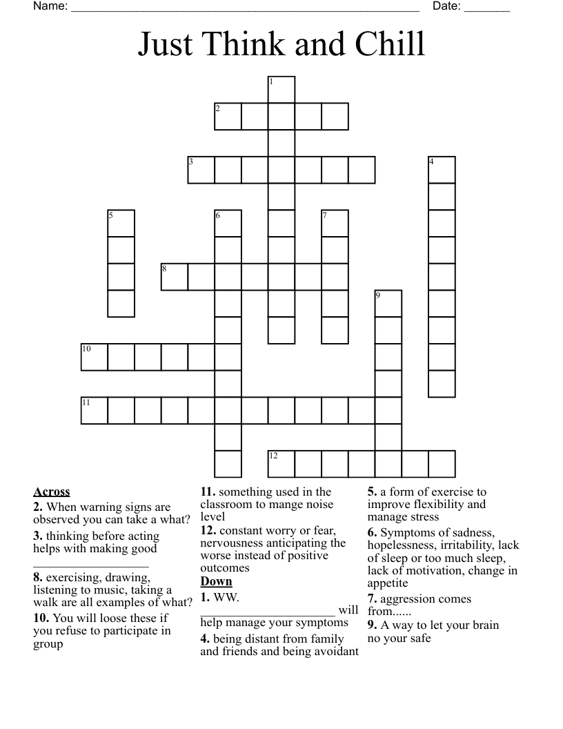 Just Think and Chill Crossword