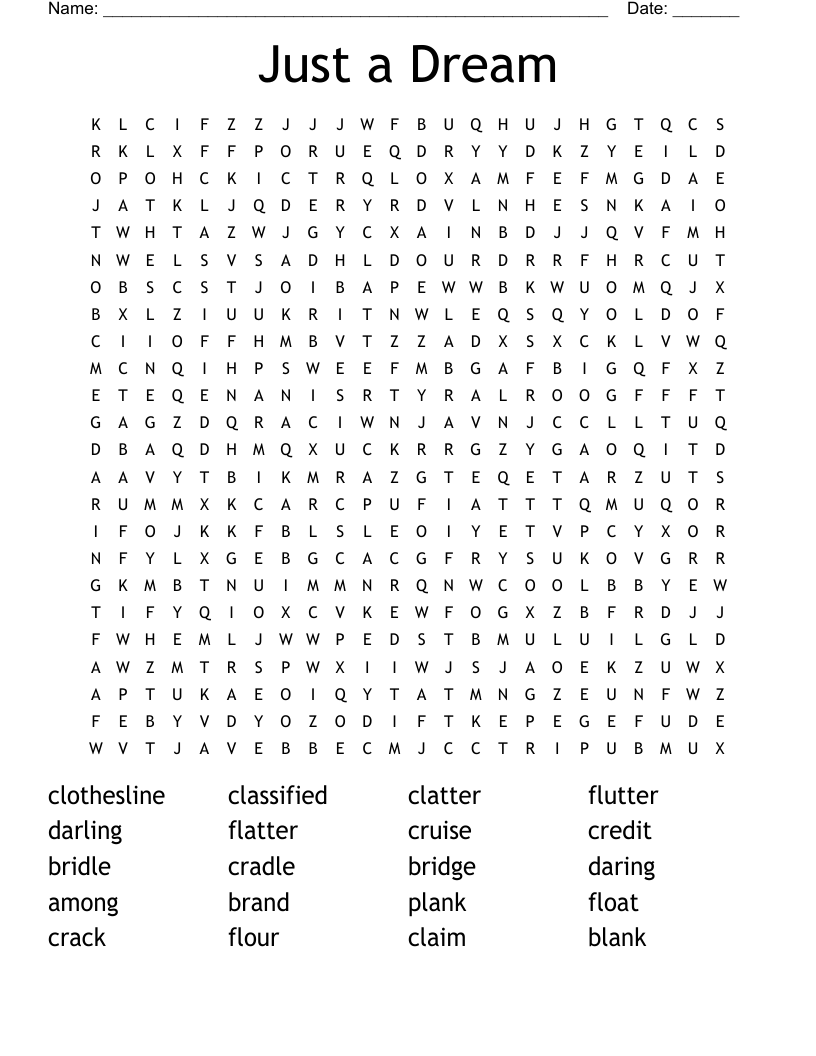 Just a Dream Word Search