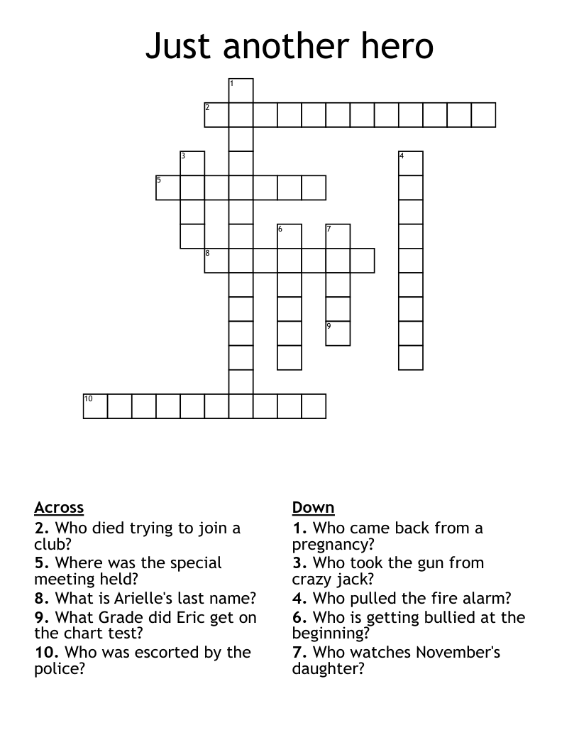 Just another hero Crossword