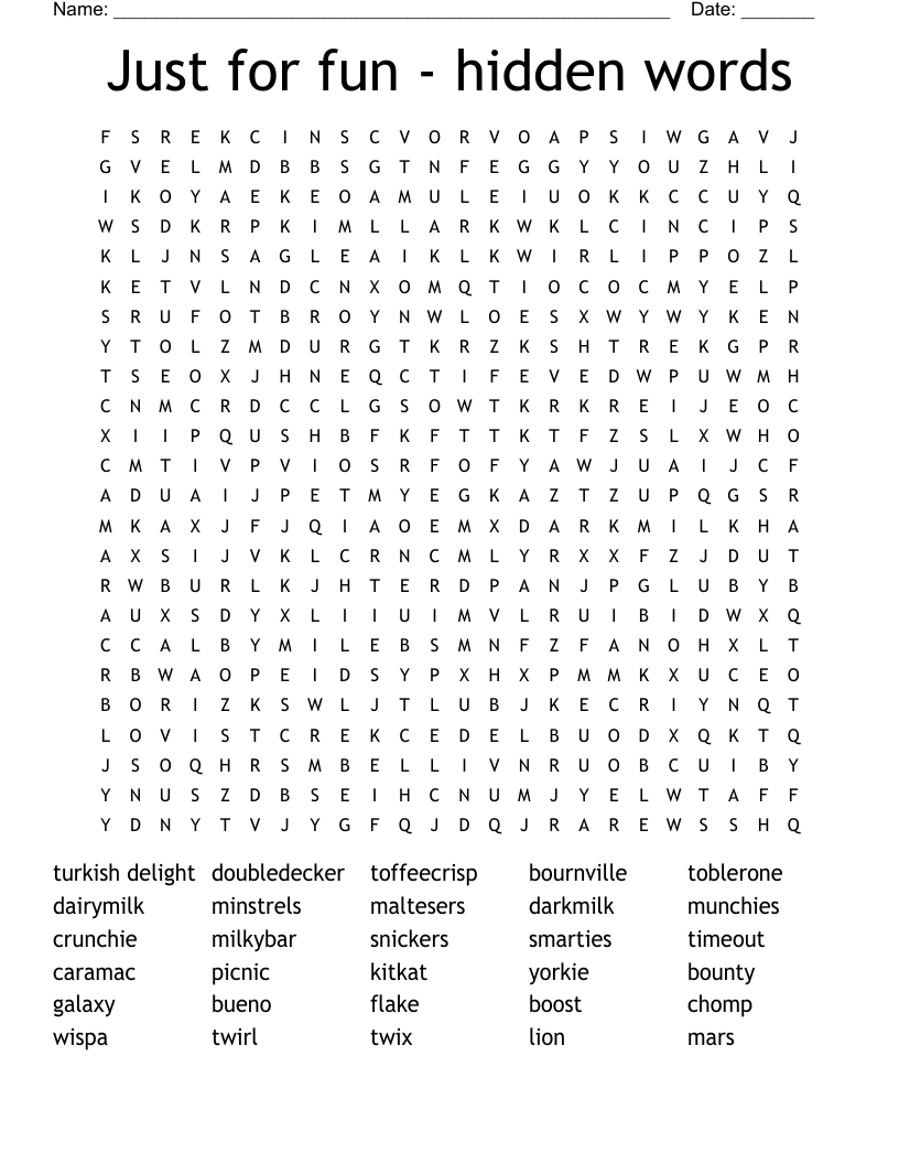 Just for fun - hidden words Word Search