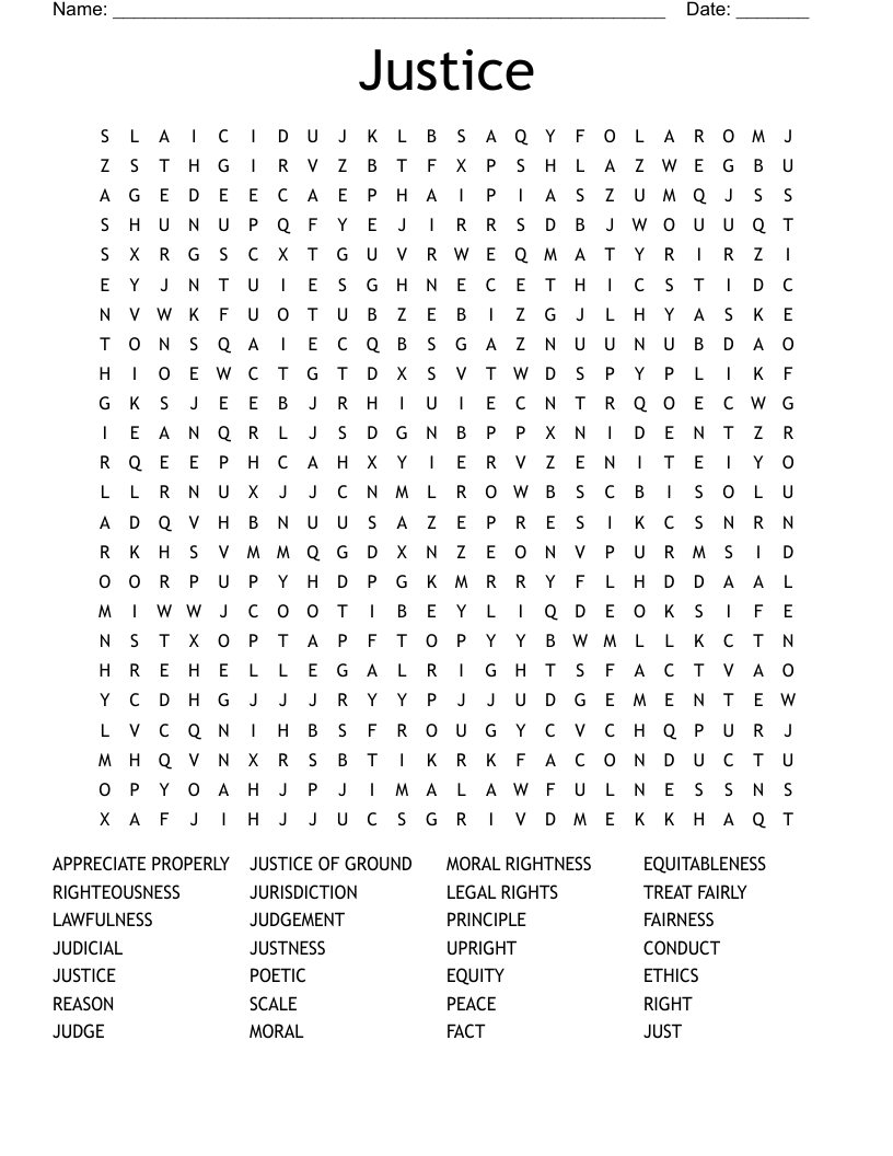 Justice Word Search
