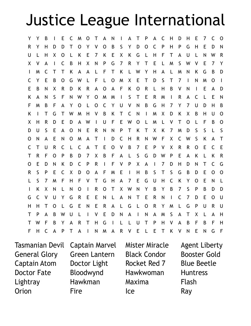 Justice League International Word Search