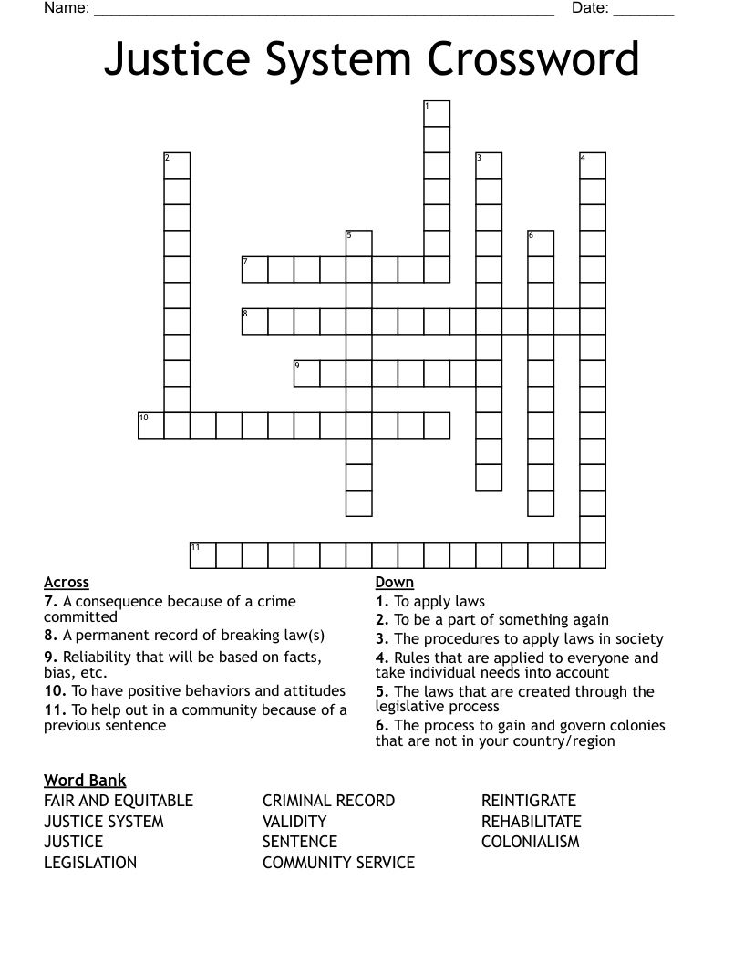 Justice System Crossword