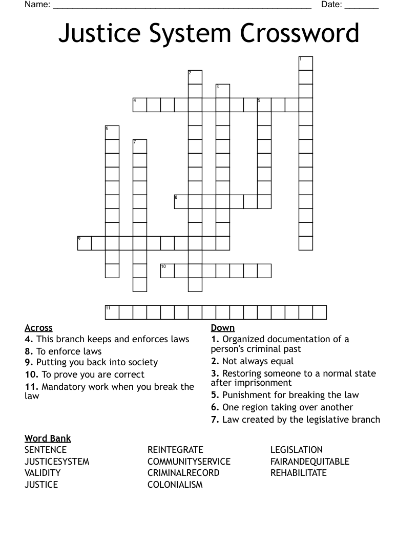 Justice System Crossword