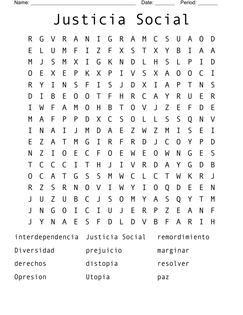 Justicia Social Word Search