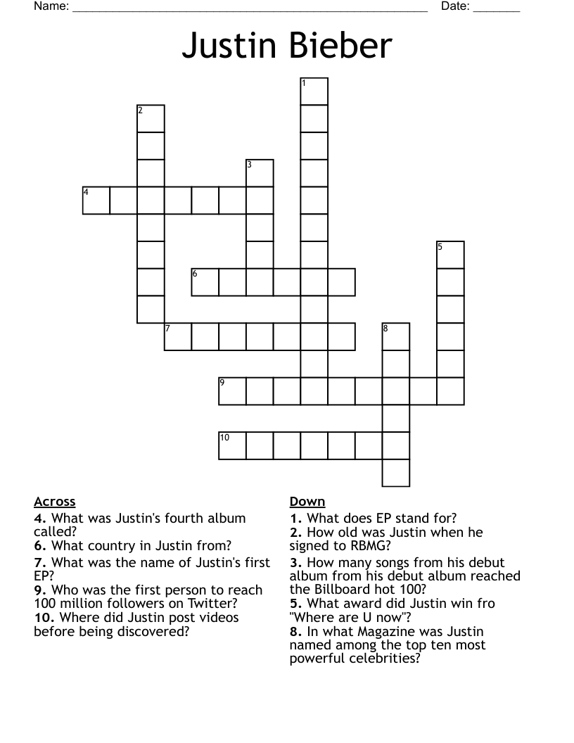 Justin Bieber  Crossword
