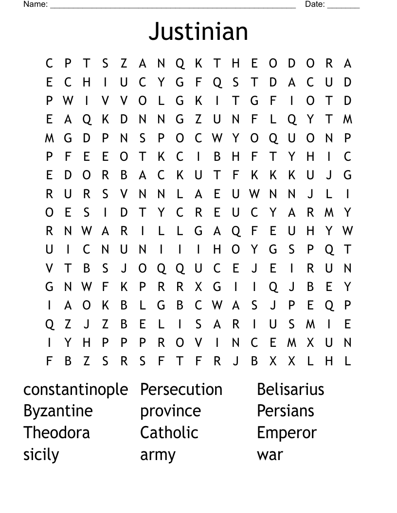Justinian Word Search