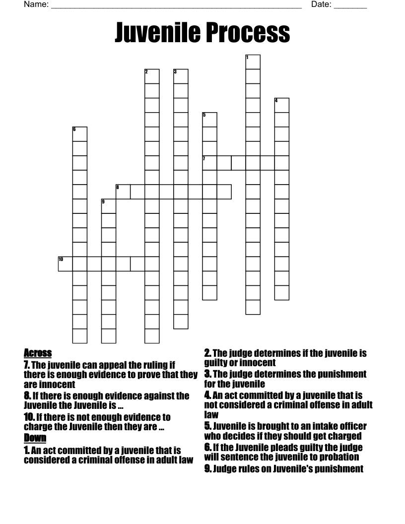 Juvenile Process Crossword
