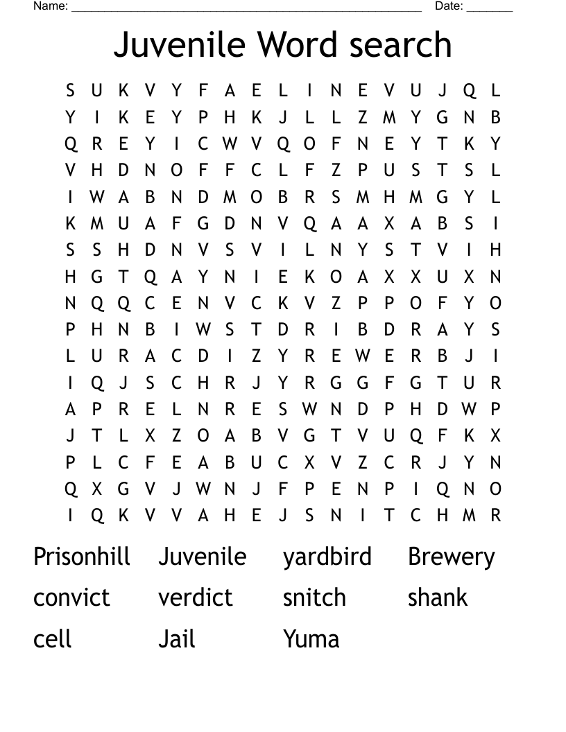Juvenile Word search