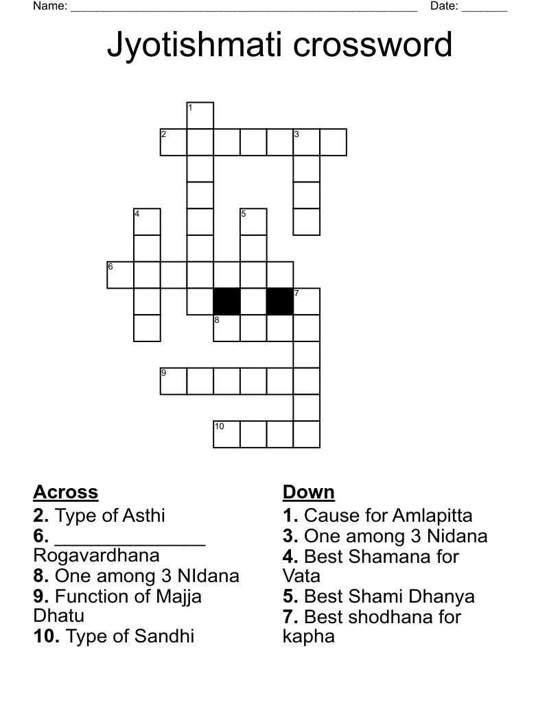 Jyotishmati crossword