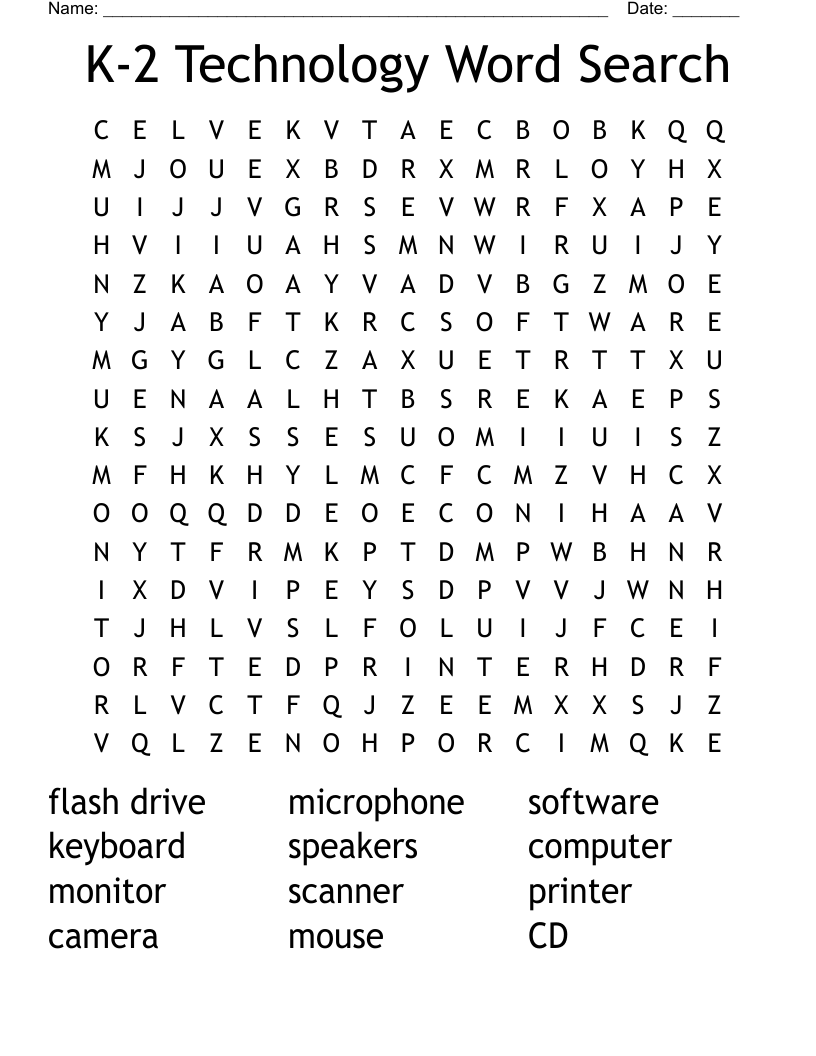 K-2 Technology Word Search