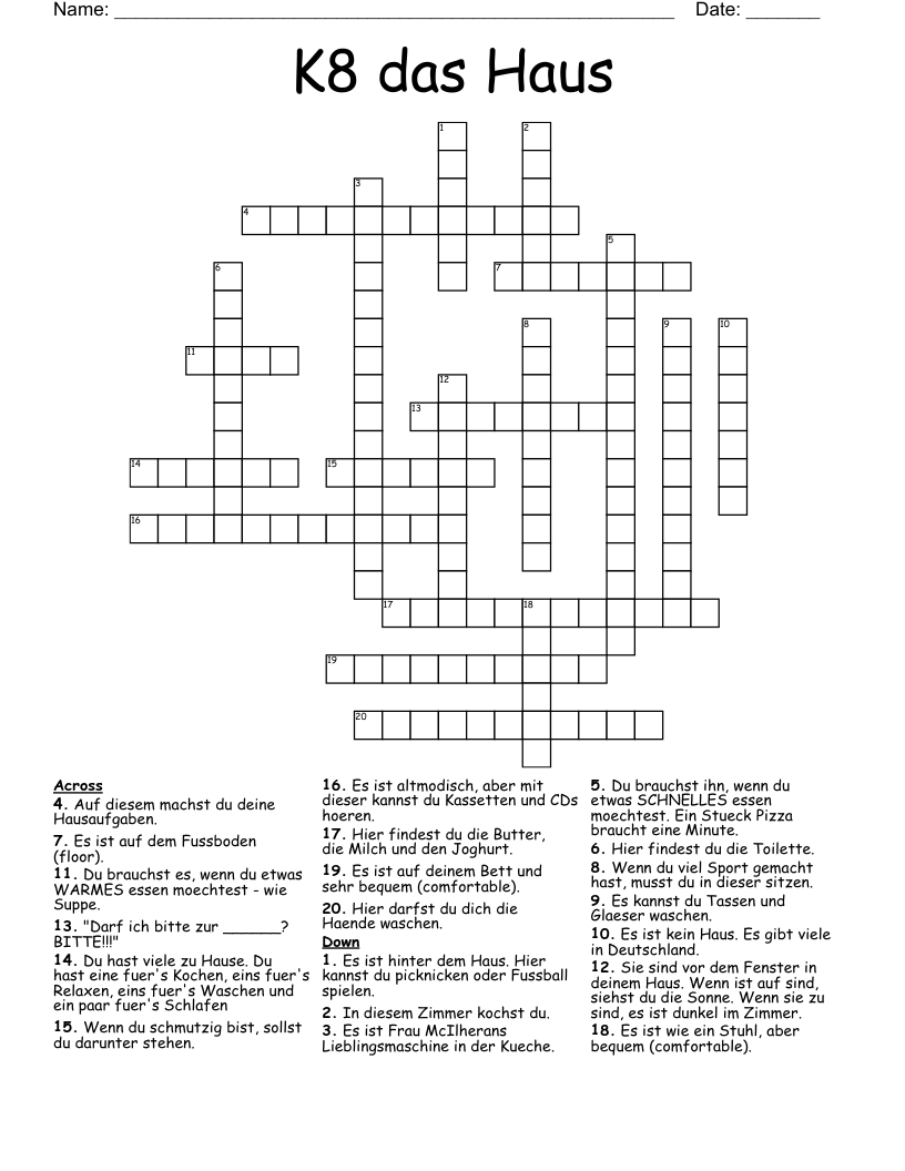 K8 das Haus Crossword