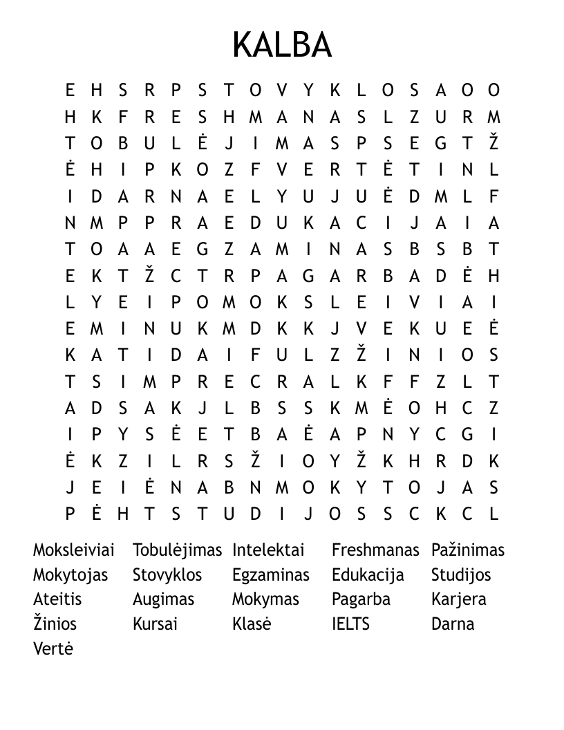 KALBA Word Search
