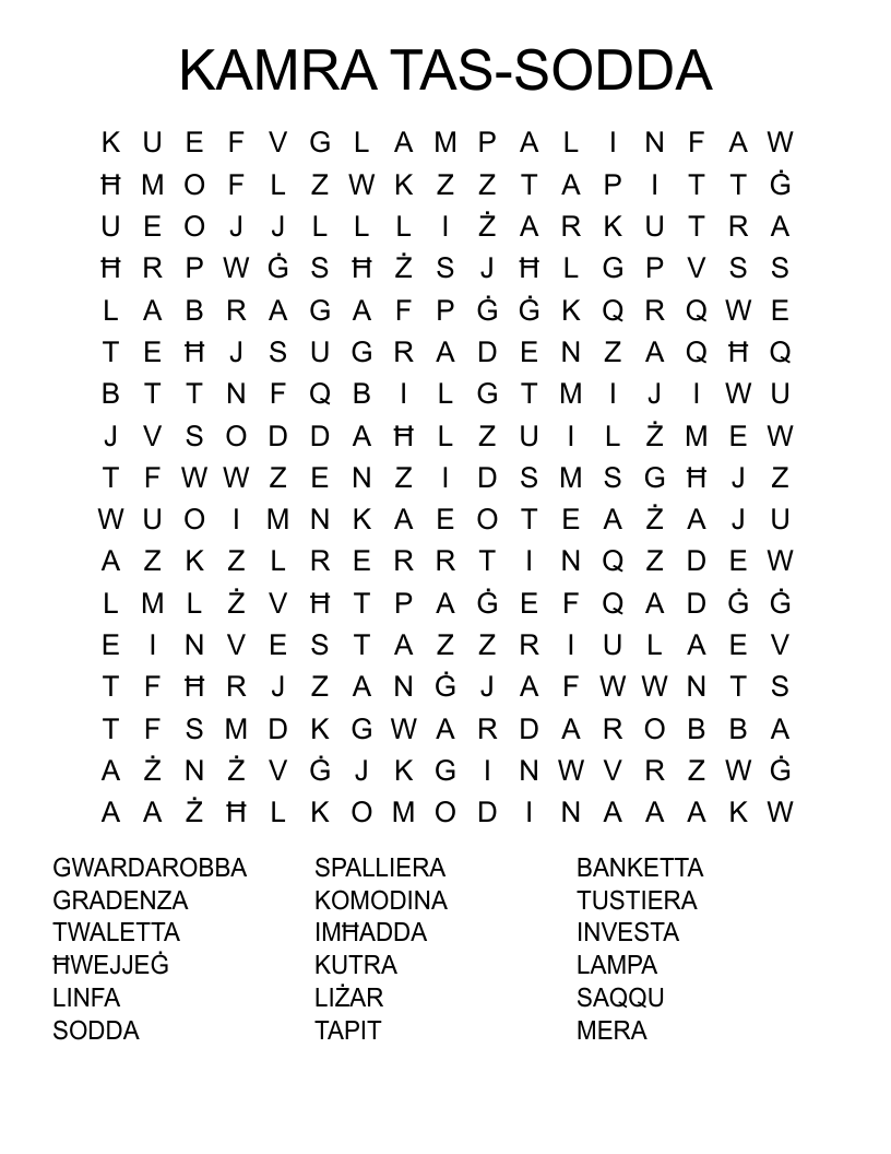 KAMRA TAS-SODDA Word Search