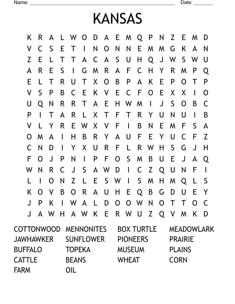 KANSAS Word Search