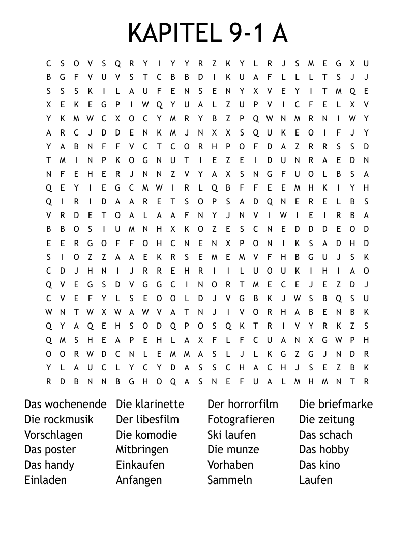 KAPITEL 9-1 A Word Search