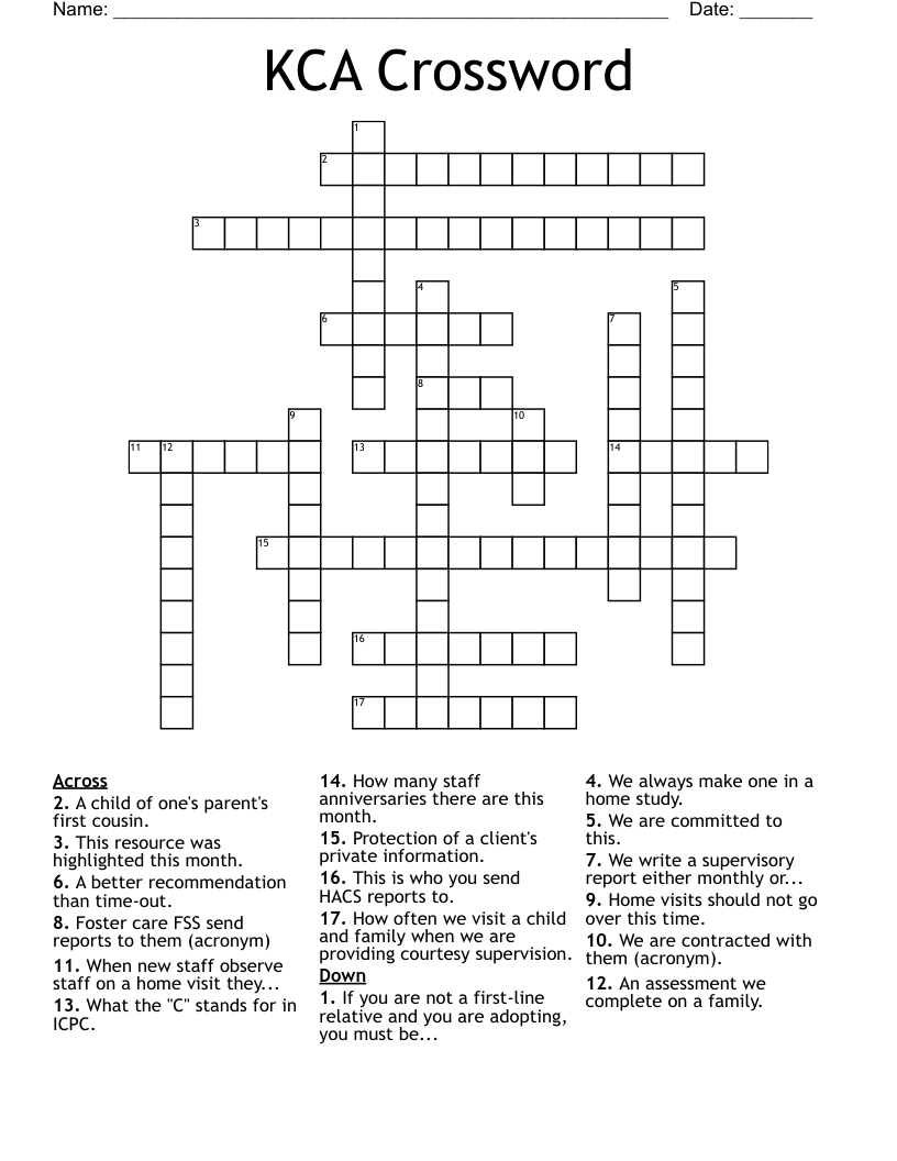 KCA Crossword