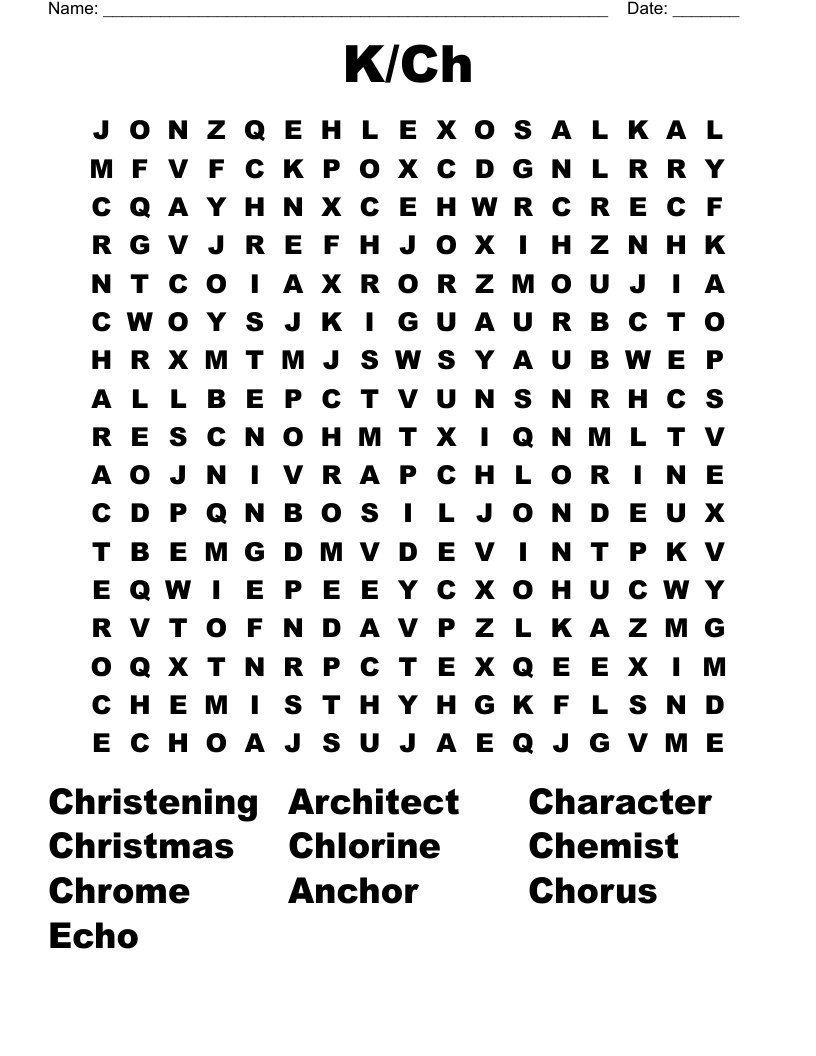 K/Ch Word Search