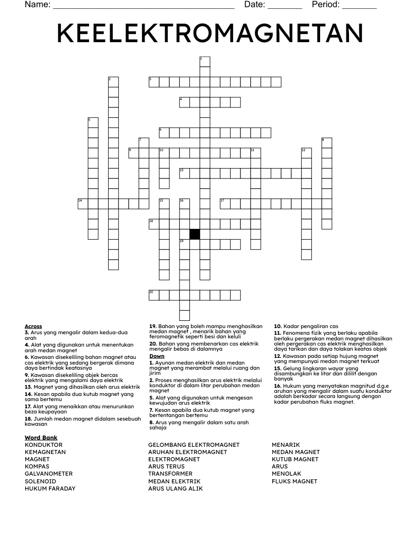 KEELEKTROMAGNETAN Crossword
