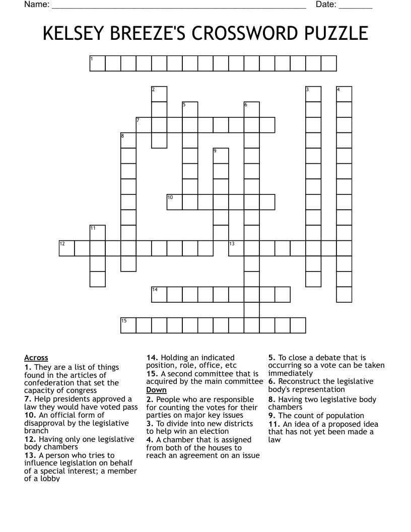 KELSEY BREEZE'S CROSSWORD PUZZLE