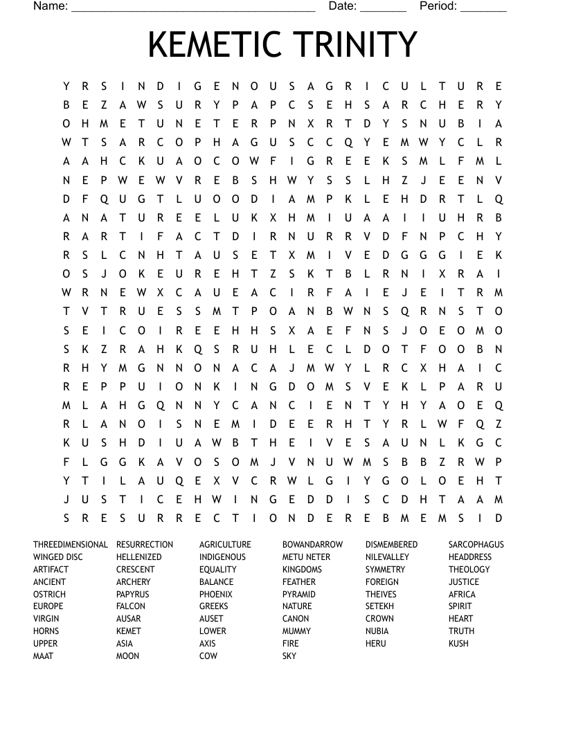 KEMETIC TRINITY Word Search
