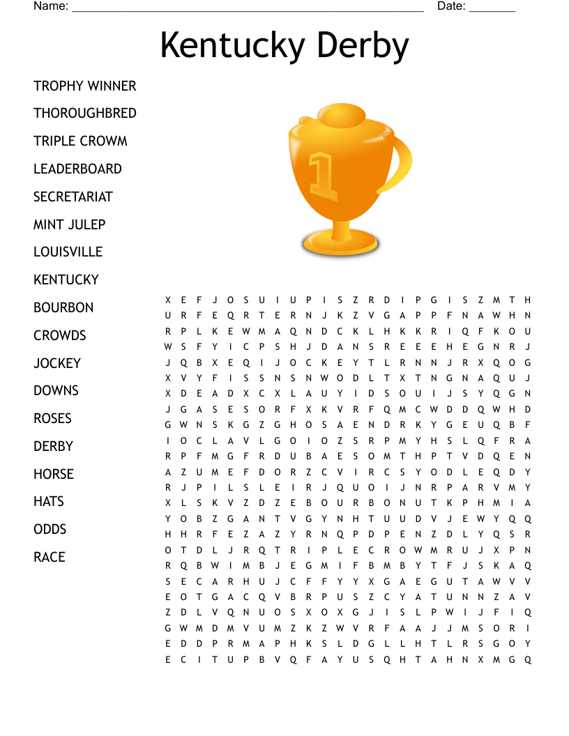 Kentucky Derby Word Search