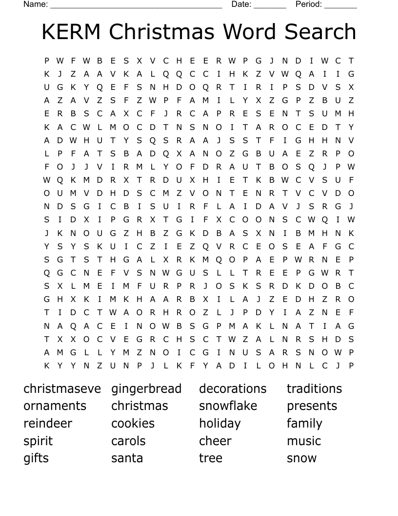 KERM Christmas Word Search