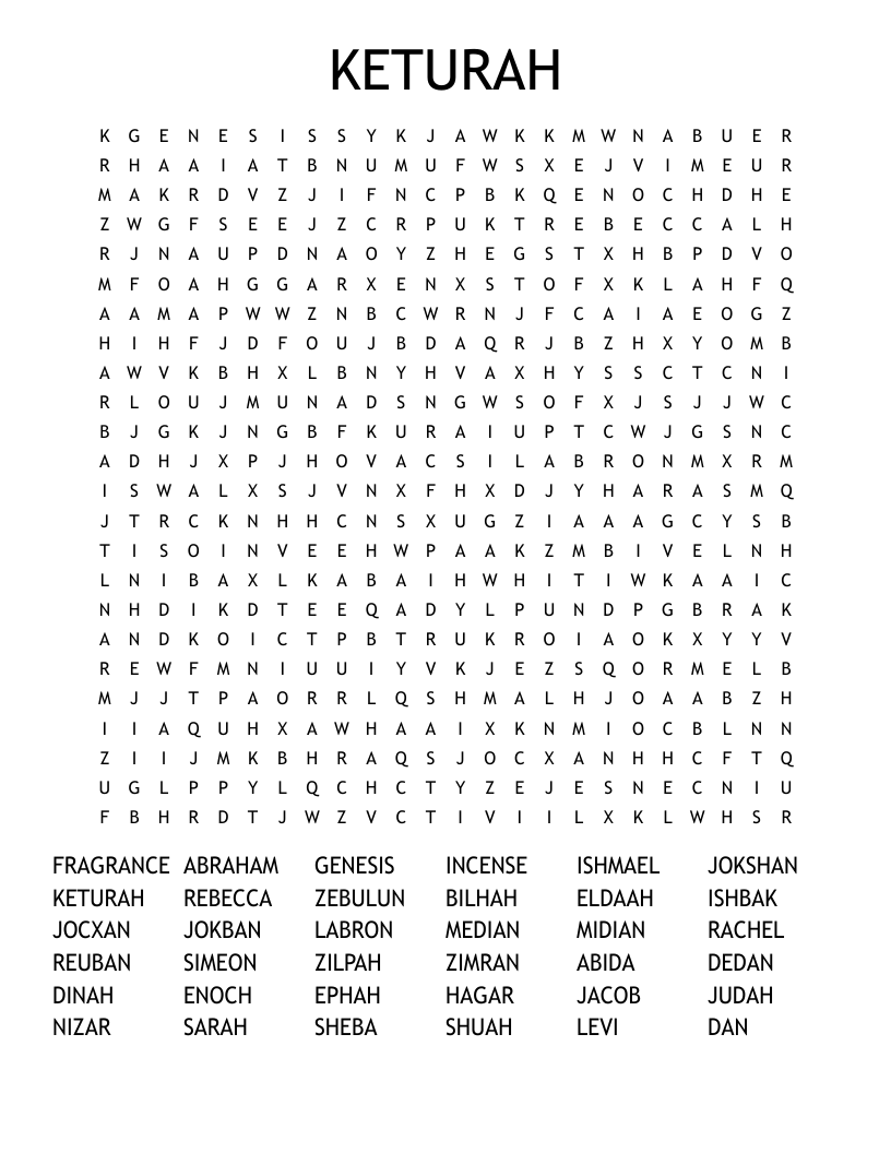KETURAH Word Search